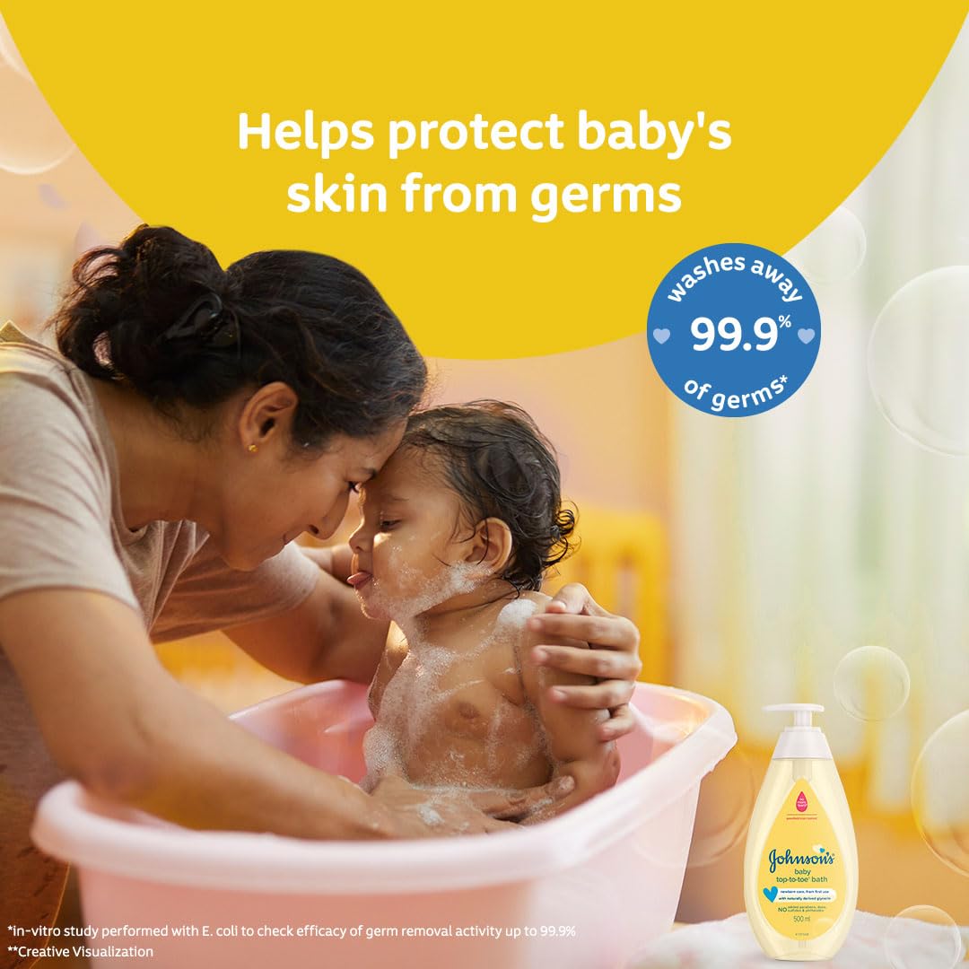 Johnson's Baby Top to Toe Wash & Shampoo 100ml | Gentle Baby Body Wash & Shampoo | With Glycerin & Coconut Cleansers | For Sensitive Skin | Pediatrician Tested | No Parabens, Sulphates, Dyes or Phthalates