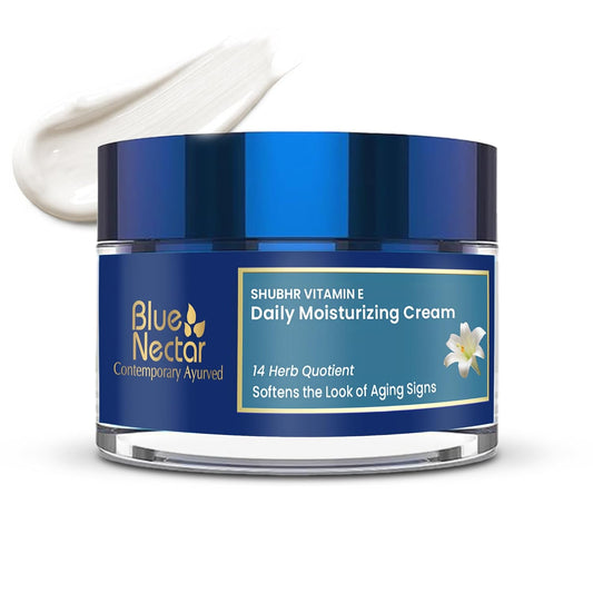 Blue Nectar Anti Aging Cream for Women for Wrinkles Fine Lines with Plant Based Vitamin C Vitamin E (14 Herbs, 50g)