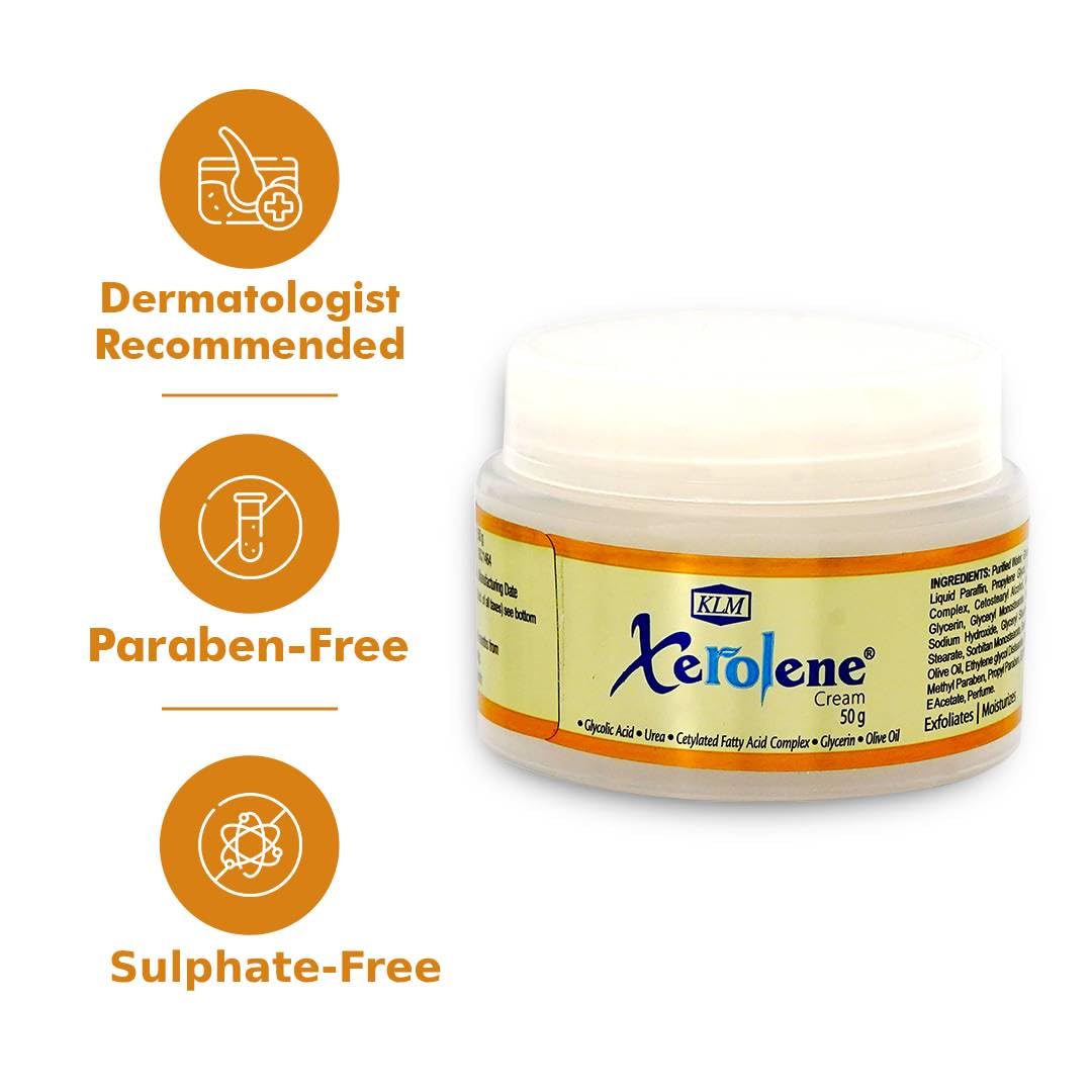 KLM Xerolene Hand & Foot Cream, 50g | Enriched with Olive Oil, Vitmin C | Moisturising cream for Men & Women