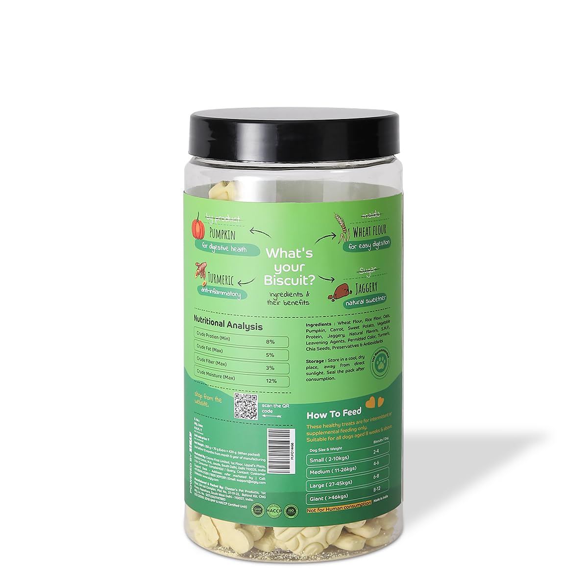 Applod Pumpkin with Turmeric Dog Biscuits for Puppies & Adult Dogs | Oven-Baked Crunchy Dog Treats Made with Real Ingredients | Healthy Training & Reward Snacks | 420g