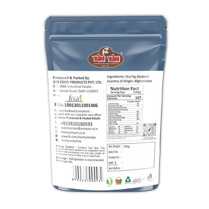 Yum Yum Premium Dried,250g | Afghani Anjeer I Low in Fat | Healthy Snack I Rich Source of Vitamins Dietary Fiber | Dry figs