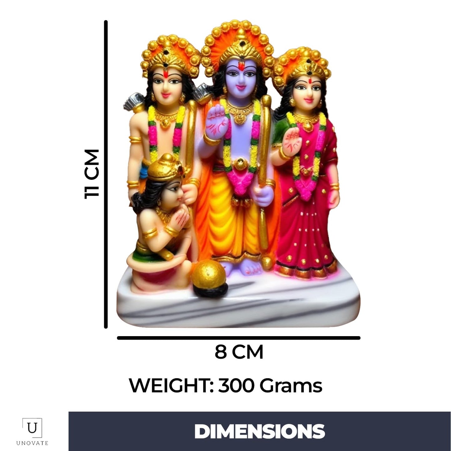 UNOVATE Ram Darbar Idol | Ram Sita Murti | Home, Office Temple | 11 cm