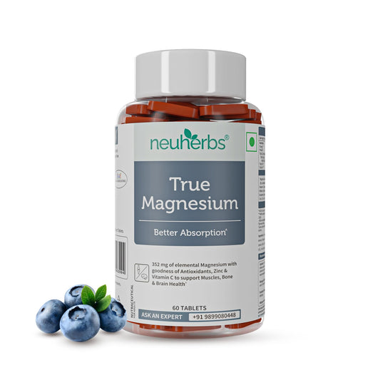 Neuherbs True Magnesium Glycinate Supplement 1600mg - 60 Tablets | Chelated Magnesium Supplement for Men & Women With Antioxidants, Zinc & Vitamin C For Muscle Recovery, Improved Sleep & Joint Health.