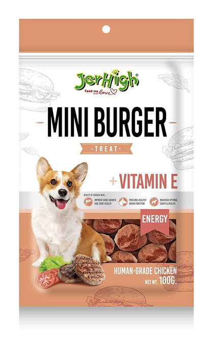 JERHIGH Mini Burger Stick Fully Digestible Dog Treats for All Life Stages, 100g - (Pack of 1)