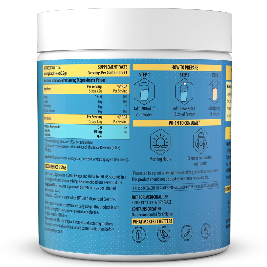 Supplement container with blue label and white lid on a white background