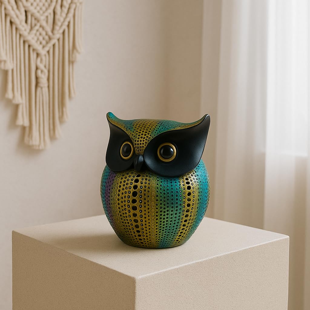 Xtore® Modern Classy Lucky Owl Resin Art Figure Showpiece -(Pack of 1,Multicolor)
