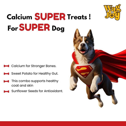 Calcium Super Treats, Sweet Potato with Sunflower Seeds Sticks 125 GMS | 100% Vegetarian Dog Treat| Supports Digestive Health | Strong Bones and Joint| with Omega 3|Young