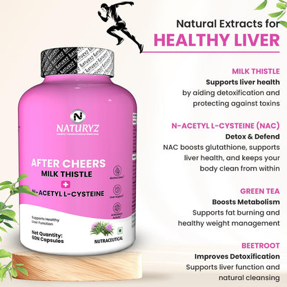 Pink supplement bottle labeled 'Naturyz' with health benefits text on a white background