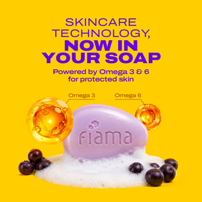 Fiama Skin Barrier Strengthening Moisturizing Soap Bar 125gx5, Japanese Hokkaido Milk Celebration Pack of 5, Non-Sticky Soft Skin | 1/3rd Moisturizers | Blueberry, Goji Berry & Acai Berry Combo pack