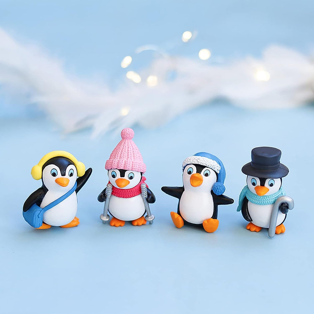 Nostrae Penguin Miniature Toys & Cute Miniatures Decorative Items | Small Figurines for Home Decor | Desk Decoration Miniature Things, Gifts & Mini Showpieces Desk Decor (Set of 4)