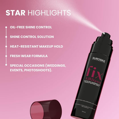 Suroskie Fix Till Dawn Makeup Fixer 100Ml | Long Lasting Makeup Setting Spray With Matte Finish | Niacinamide & Hyaluronic | Lasts Up To 15Hrs | Non Sticky, Quick Drying & Waterproof | All Skin Types