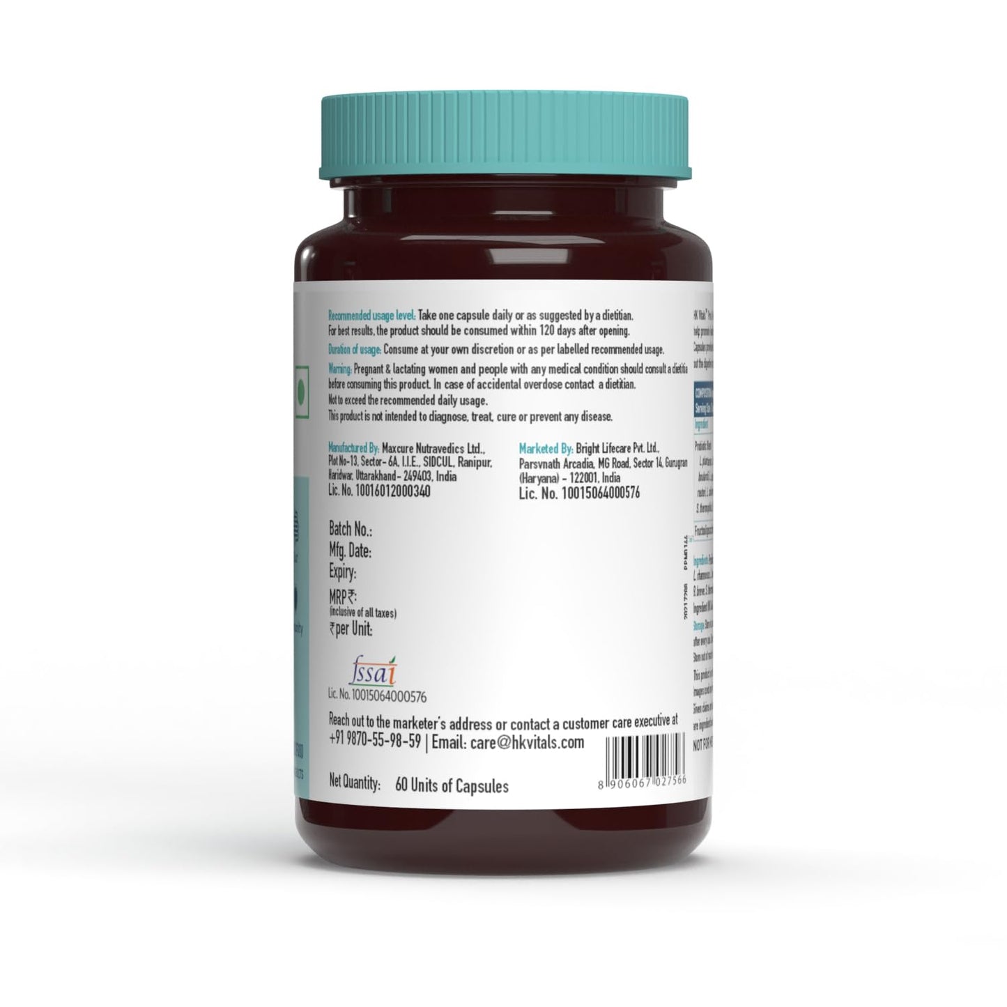 HealthKart HK Vitals Pre & Probiotics (60 Capsules) |With CFU & 100mg Prebiotics | Improves Digestion & Immunity