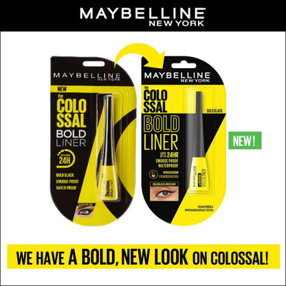Maybelline New York Colossal Bold Liner - Black, smudge-proof and water-proof Long-lasting eyeliner. Maybelline New York Colossal Bold and dark eyeliner is for everyday use | 3ml
