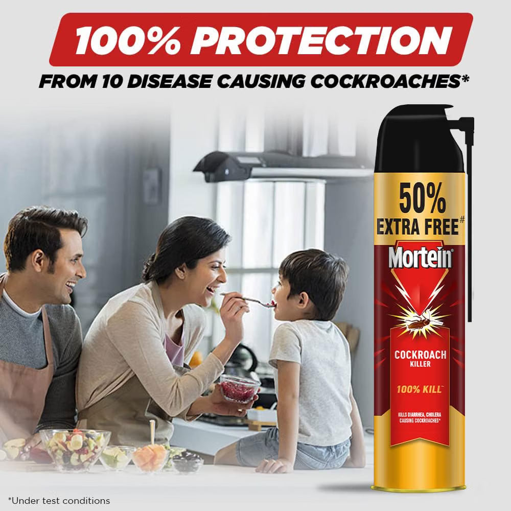 Mortein 625 ml - Fresh Fragrance, Cockroach Killer Spray, Crawling Insect Killer with Deep-Reach Nozzle | 100% Kill Guarantee