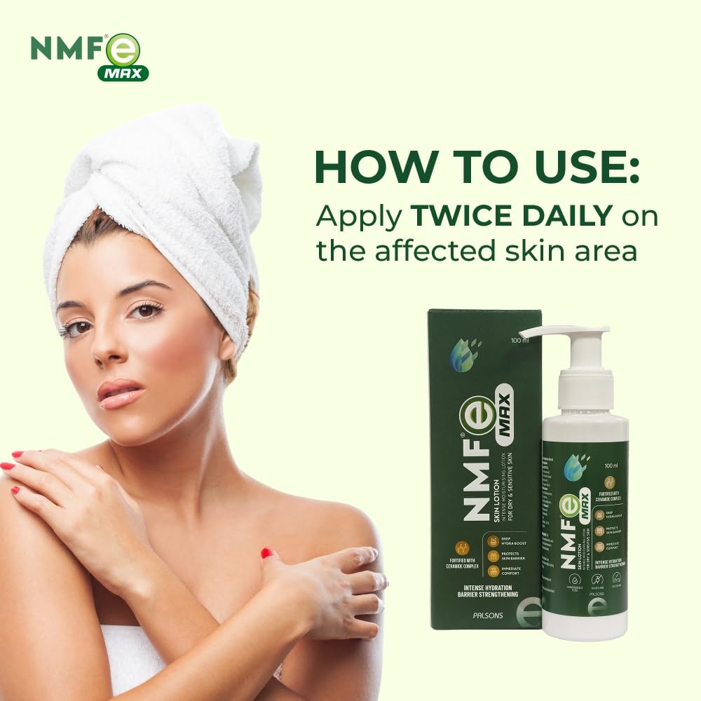NMFe Max Skin lotion with Ceramide Complex For Severe Dry Skin| For Barrier Repair Deep Hydration | Gives Immediate Comfort |Shea butter & Vit E | For Dry & Sensitive Skin | Dermatologically Tested | 100 Ml