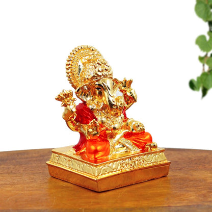Resin Lord Ganesha Idol – Artistic Decorative Ganpati Murti for Home Mandir, Car Dashboard, Pooja Room, Spiritual Decoration & Auspicious Gifting