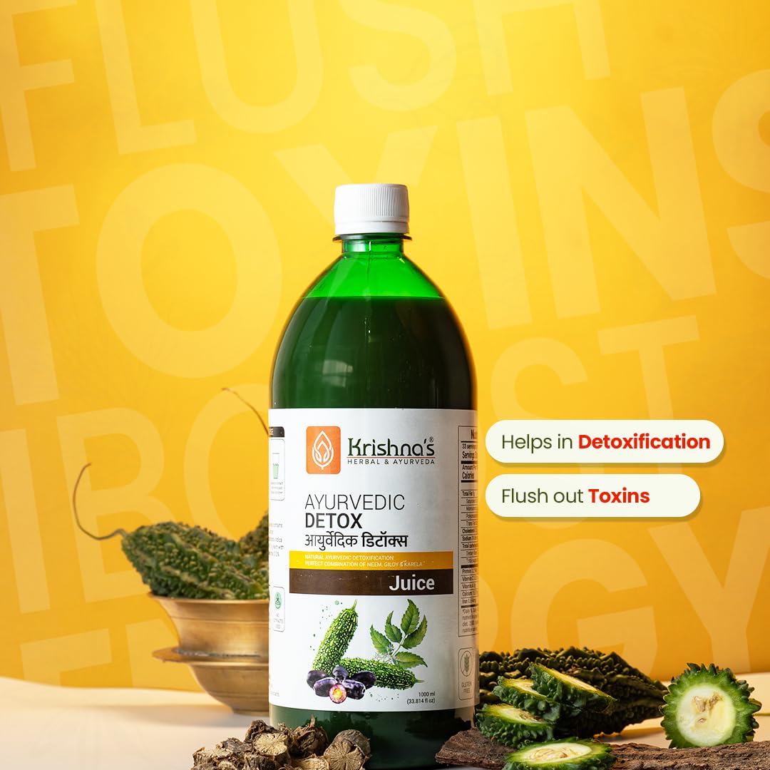 KRISHNA'S HERBAL & AYURVEDA Ayurvedic Detox Juice 1000 ml | Ayurvedic Detoxification | Perfect combination of giloy, karela, jamun & neem