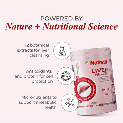 Nutrela Liver Health | High-Protein Nutritional Supplement for Liver Detox & Repair | Botanical Extracts & 21 Micronutrients – 400g