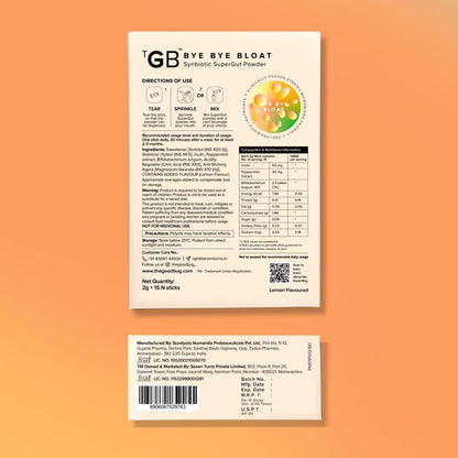 The Good Bug Bye Bye Bloat Supergut Powder For Gut Health & Strong Digestion | Pre & Probiotic Supplement | Helps With Bloating, Gas & Heartburn | 2.5 Billion Cfu Of Clinically Proven | 15 Days Pack