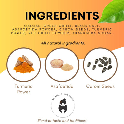 Momade Miracles Galgal Green Chilli Mixed Pickle| Oil-Free Galgal Ka Achaar with Spicy Green Chilies | Tangy, Salty, and Sour Himalayan Lemon Pickle | Made with Fresh Hill Lemons | Traditional Indian Flavor (400gm)