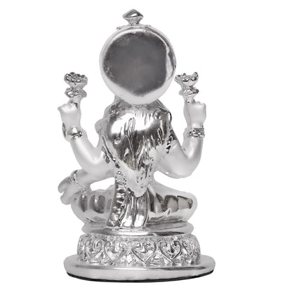 Lakshmi Idol for Home Decor 999 Silver Plated Sculpture of Maa Lakshmi Figurine Idol for Home, Office, Temple and Table Decoration Religious Idol for Pooja, Gift (5.7 CM X 6 CM)