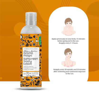 Aroma Magic Sunscreen SPF 70+ Body & Face Lotion Offers broad-spectrum UVA/UVB protection & relieves sunburns | with Zinc Oxide & Pro-Vitamin B5 (All skin types) 200ml
