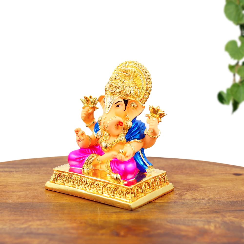 Resin Lord Ganesha Idol Decorative Murti for Pooja Room, Car Dashboard, Home Decor & Spiritual Gifting