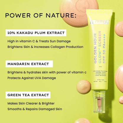 Skincare product with ingredients listed on a green background