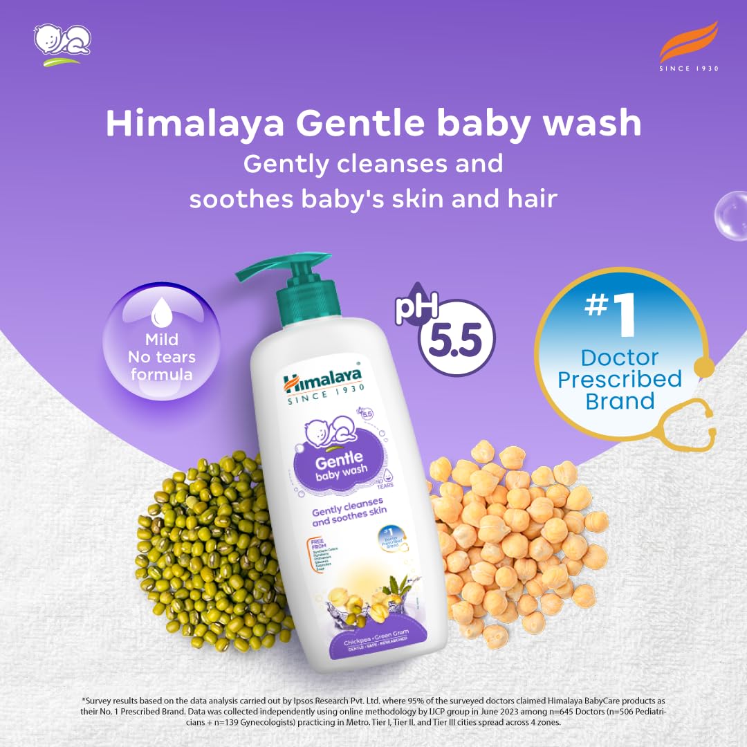 Himalaya Gentle Baby Wash 100ml | No tears formula |with chickpea and Green gram| Cleansing baby's gentle skin
