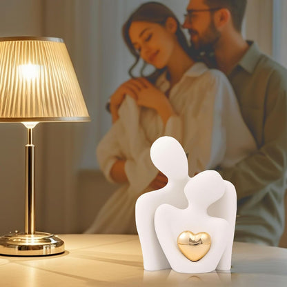 Hugging Couple Statue - Romantic Home Decor, Perfect Wedding Anniversary and Valentines Day Gift, Figurine for Home, Office, Coffee Table and Desktop (White, Romantic Couple), 8 cm, 6.5 cm