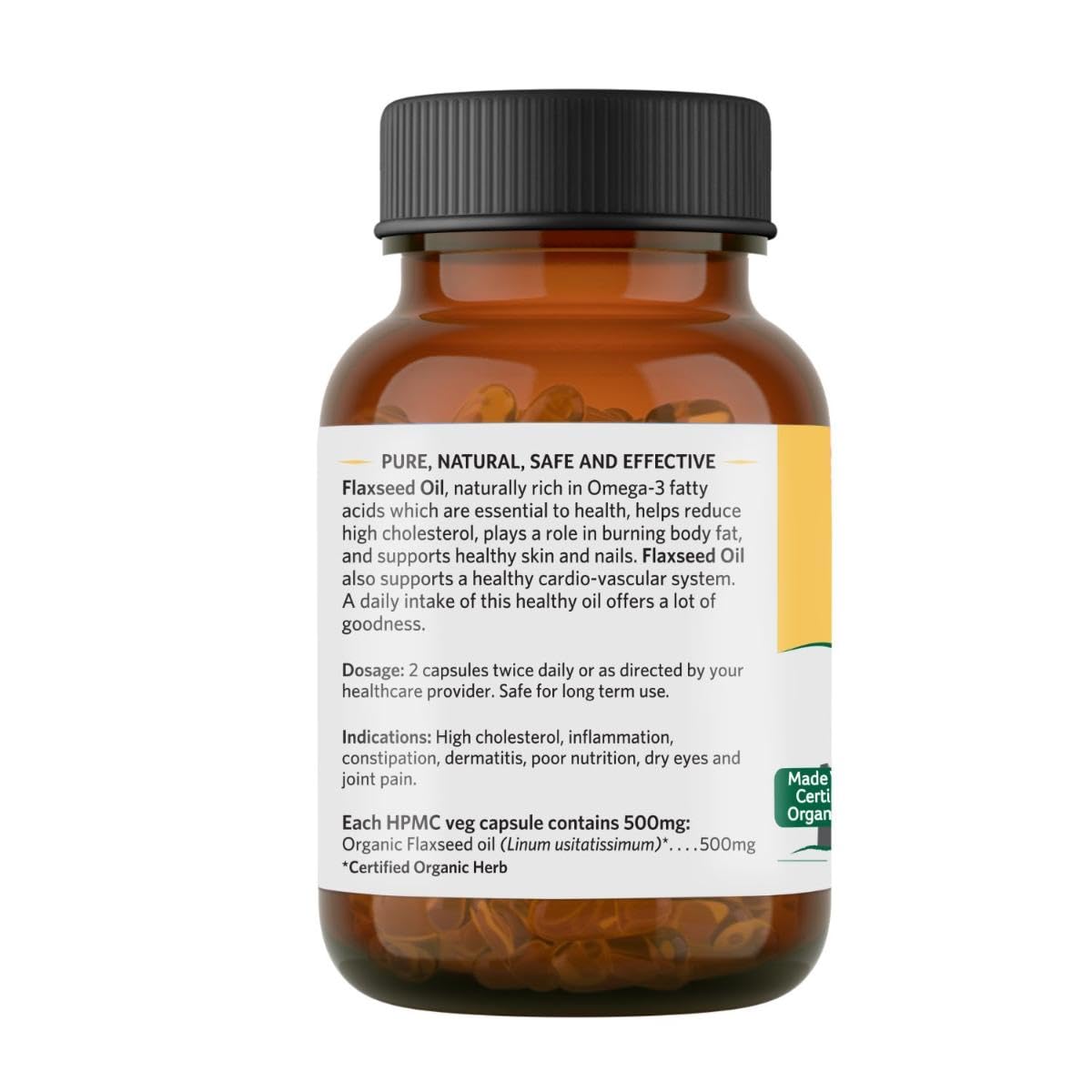Brown supplement bottle with label on a white background