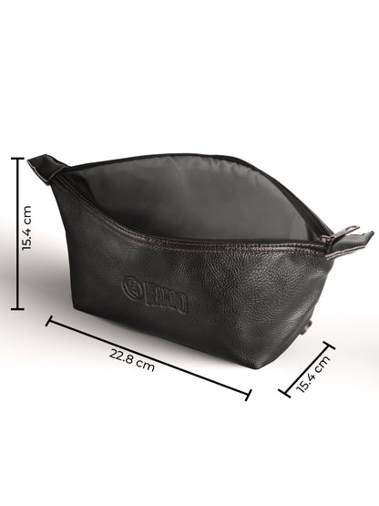 Beardo Travel Pouch for Accessories|Stylish Toiletry Organizer Kit for Men & Women||Vegan Leather Waterproof Cosmetic Bag for Travel Essentials, 22 x 15.4 x 15.4 Centimeters, Black