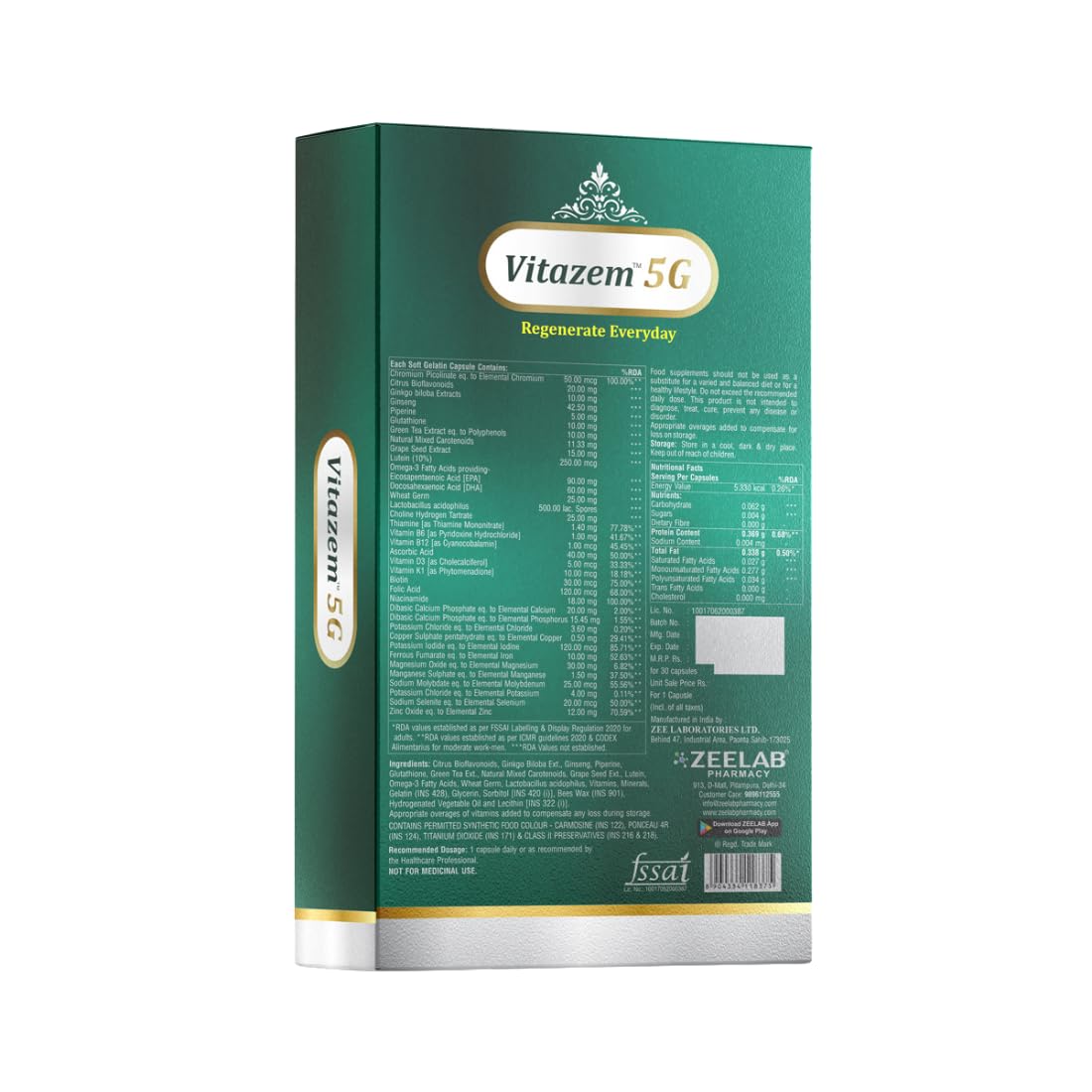 Vitazem 5G supplement packaging on a white background