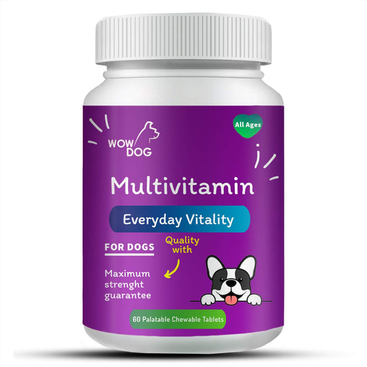 WOW DOG Multivitamin Tablet Dog Supplement 120 Pieces for Dogs with Essential Vitamins & Minerals for Healthy Skin, Heart, Brain Function | Chicken Flavour