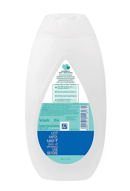 Johnson & Johnson Baby Lotion - Milk 200 Milliliters Bottle