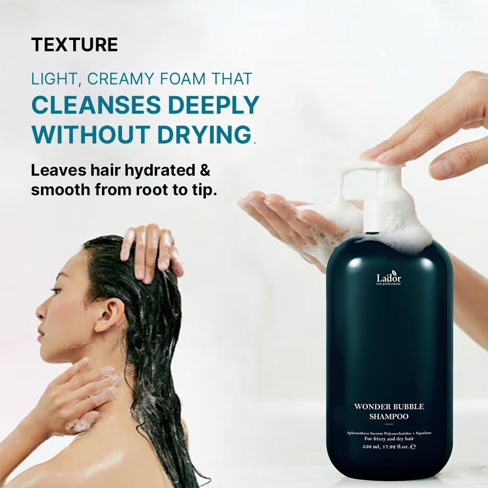 LADOR Wonder Bubble Korean Shampoo for Volume & Shine (530 ML) | Hydrating, Soft, Smooth & Moisturizing Foaming Shampoo | Suitable for Dry, Dull, Coloured, Damaged & Frizzy Hair