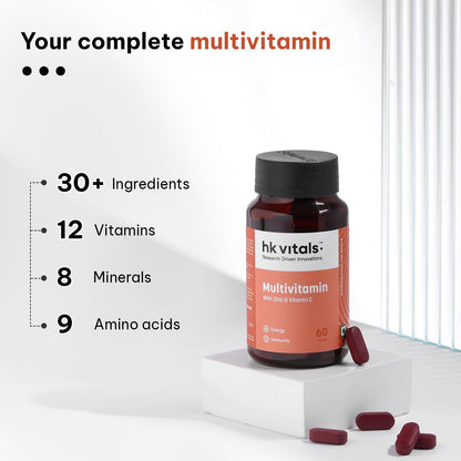 HealthKart hk vitals Multivitamin | For Men and Women | With Zinc, Vitamin C, Vitamin D3, Multiminerals & Ginseng Extract