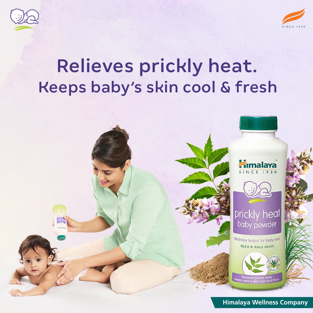Himalaya Prickly Heat Baby Powder 200g | with Neem, Yashad Bhasma, and Vetiver | Relieves prickly heat | with Neem, Yashad Bhasma, and Vetiver, Relieves prickly heat