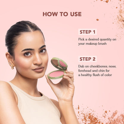 Lovechild Masaba Cheek Flick Mattifying Powder Blush, Luxurious Buildable Coverage & Intense Pigment, Enriched with Vitamin E, Silence Please (Reddish Brown)- 9g