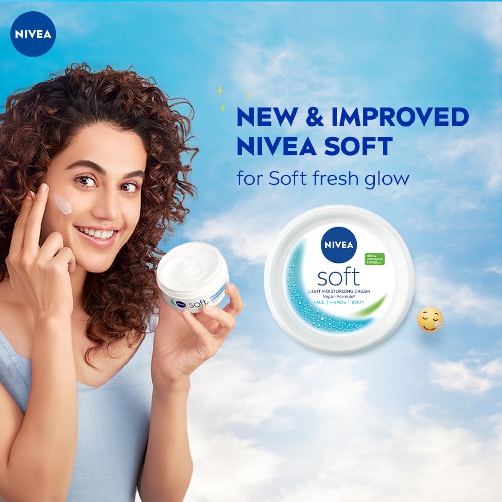 NIVEA Soft Light Moisturizer, 300 ml | Instant Hydration with Vitamin E & Jojoba Oil | Non-Greasy Cream for Face, Body and Hands | For Smooth, Healthy Skin