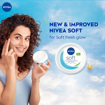 NIVEA Soft Light Moisturizer, 300 ml | Instant Hydration with Vitamin E & Jojoba Oil | Non-Greasy Cream for Face, Body and Hands | For Smooth, Healthy Skin