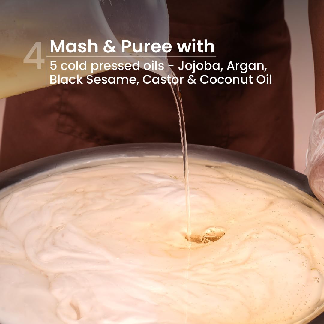 Oil being poured into a bowl with text about cold pressed oils
