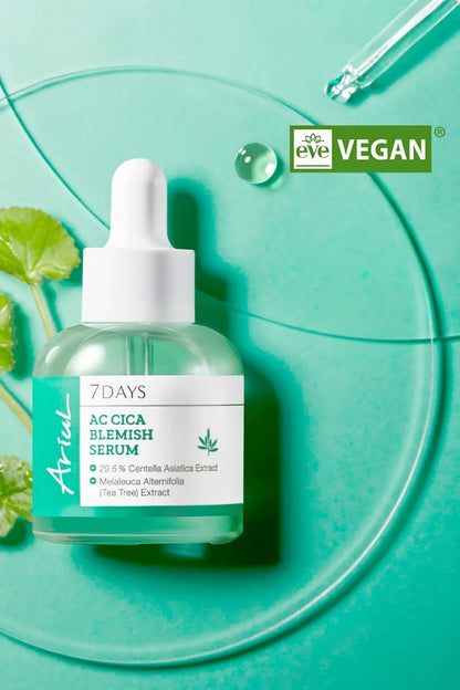 Ariul 7days AC Cica Blemish Serum (20ml) Korean Acne Care Serum with Centella & Tea Tree, Helps Calm Breakouts, Oil Control Pore Clearing Face Serum For Pimples, Redness & Acne Marks, Lightweight Skin Repair Serum