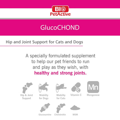 Bio PetActive GlucoChond Hip & Joint Support Chewable Tablets Suitable for Cats & Dogs,60 Chewable (30 Tablets)