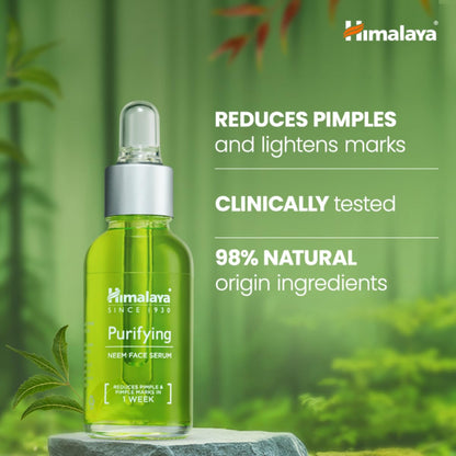 Himalaya Purifying Neem Face Serum | 2% Natural Salicylic Acid & Cica & Neem | Reduces Acne & Acne Marks | Tightens pores & soothes inflammation | Made with 98% Natural Origin Ingredients | Made for Acne prone skin | 15 ml