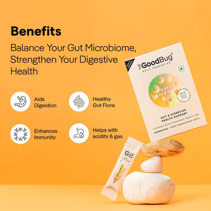 The Good Bug New & Improved Overall Digestive Health Gut Balance Probiotics Supplements- 3Bn Cfu Of Clinically Proven Strains | Aids Digestion, Enhances Nutrient Absorption & Metabolism |15 Days Pack