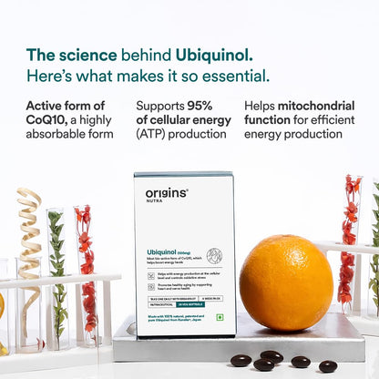 Origins Nutra Kaneka QH™(Ubiquinol) 100mg | Sourced from Japan Active CoQ10 Form | Supports Fertility, Heart Health & Healthy Aging | 28 Veg. Softgels | Third-Party Tested