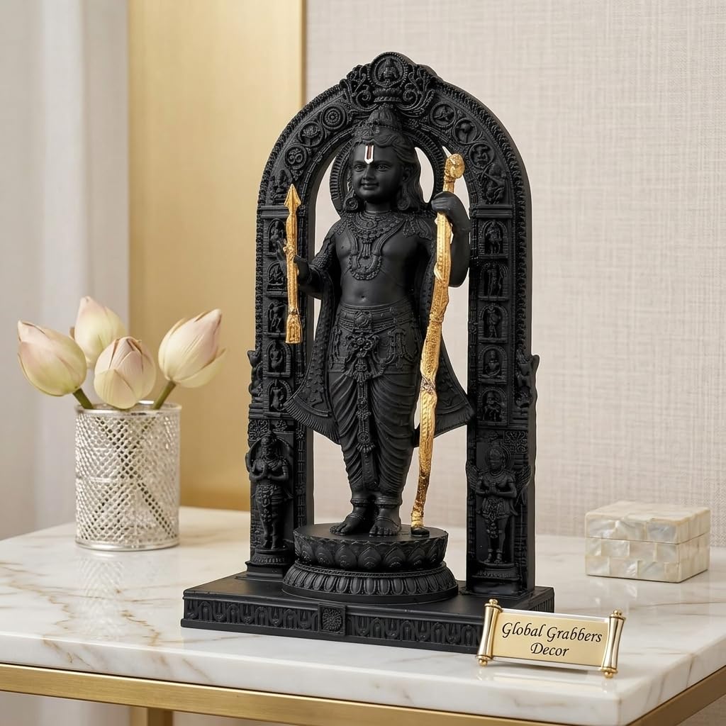 Polyresin 3D Ram Lalla Ayodhya Idol Statue Showpiece Murti for Home Decor Decoration Gift Gifting Items
