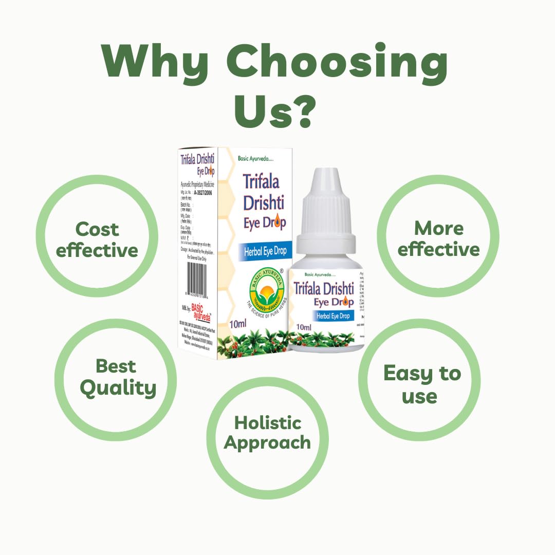 Basic Ayurveda Triphala Drishti Eye Drop – 10ml | Natural Ayurvedic Herbal Eye Care Drops with Triphala & Honey | Cooling, Refreshing & Gentle Support for Healthy Eyes & Daily Eye Wellness