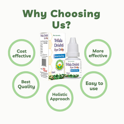 Basic Ayurveda Triphala Drishti Eye Drop – 10ml | Natural Ayurvedic Herbal Eye Care Drops with Triphala & Honey | Cooling, Refreshing & Gentle Support for Healthy Eyes & Daily Eye Wellness